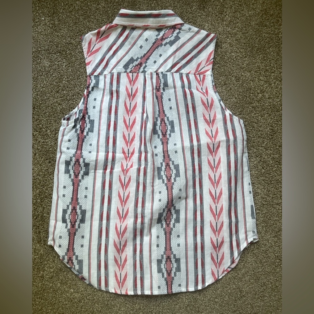 Ariat Red, Blue and Gray Striped Sleeveless Shirt - Picture 4 of 7